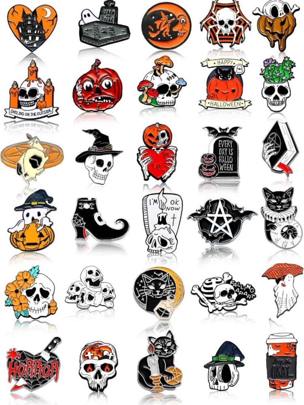 30-Piece Enamel Pin Set | Cool Horror & Steampunk Brooches for Backpacks, Hats
